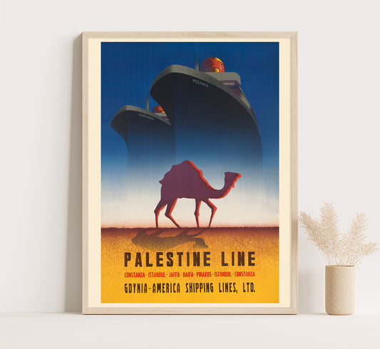Palestine line vintage travel poster by T. Trepkowski, c. 1935.