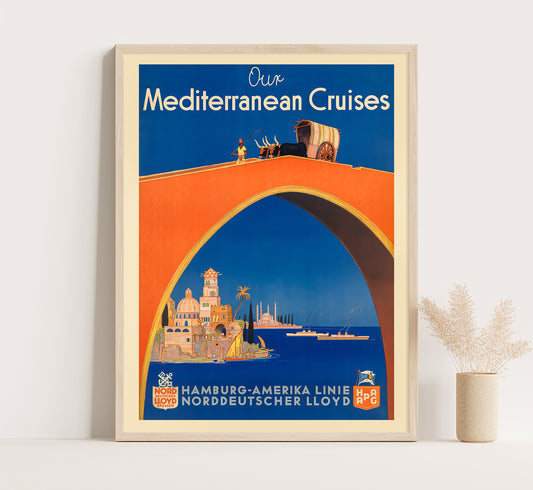 Our Mediterranean cruises vintage travel poster by unknown author, 1910-1959.