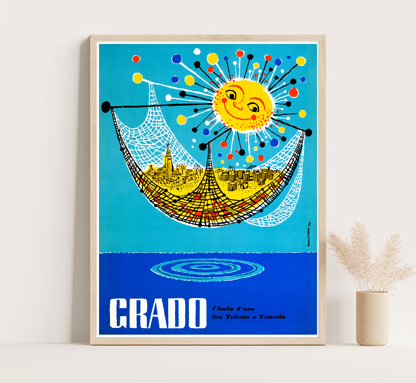 Grado, Province of Gorizia, Italy vintage travel poster by Renzo Kollmann, c. 1910-1955.