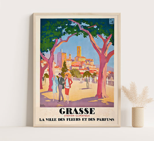 Grasse, French Riviera Poster, PLM France Vintage Travel Poster by Roger Broders.