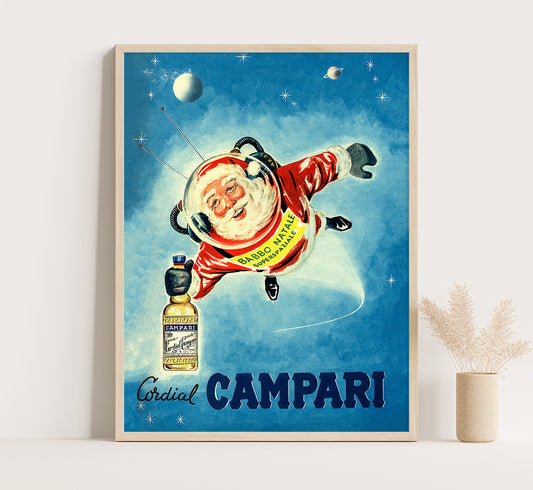 Cordial Campari Poster | Babbo Natale Santa Claus poster | Vintage Campari Advertising Poster | Vintage Kitchen Decor.