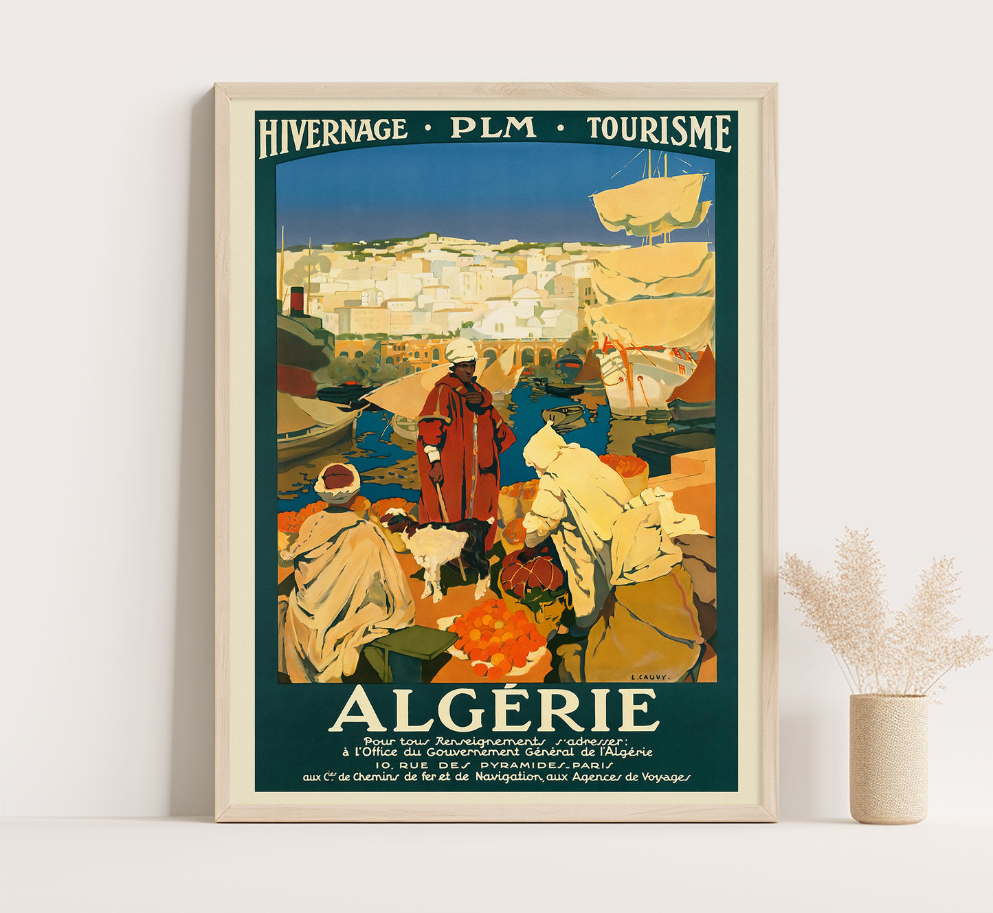 Algeria vintage travel poster by L. Cauvy, 1930.