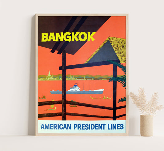 Thailand, Bangkok vintage travel poster by unknown author, c. 1910-1959.