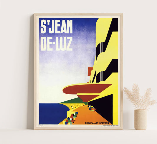 Saint Jean de Luz French vintage travel poster by Robert Mallet-Stevens, 1928.
