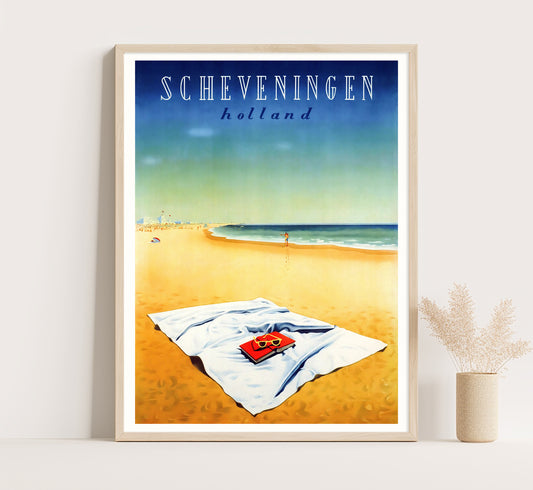 Scheveningen beach, Holland vintage travel poster by Jan Ladies, 1910-1955.