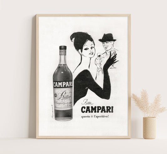 Bitter Campari | This Is The Aperitif | Campari Vintage Advertising Poster | Vintage Kitchen Decor | Extra Large Wall Art.