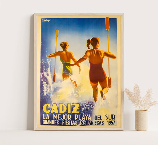 Cadiz, Spain vintage travel poster by B. De Hoyos c. 1910-1955.