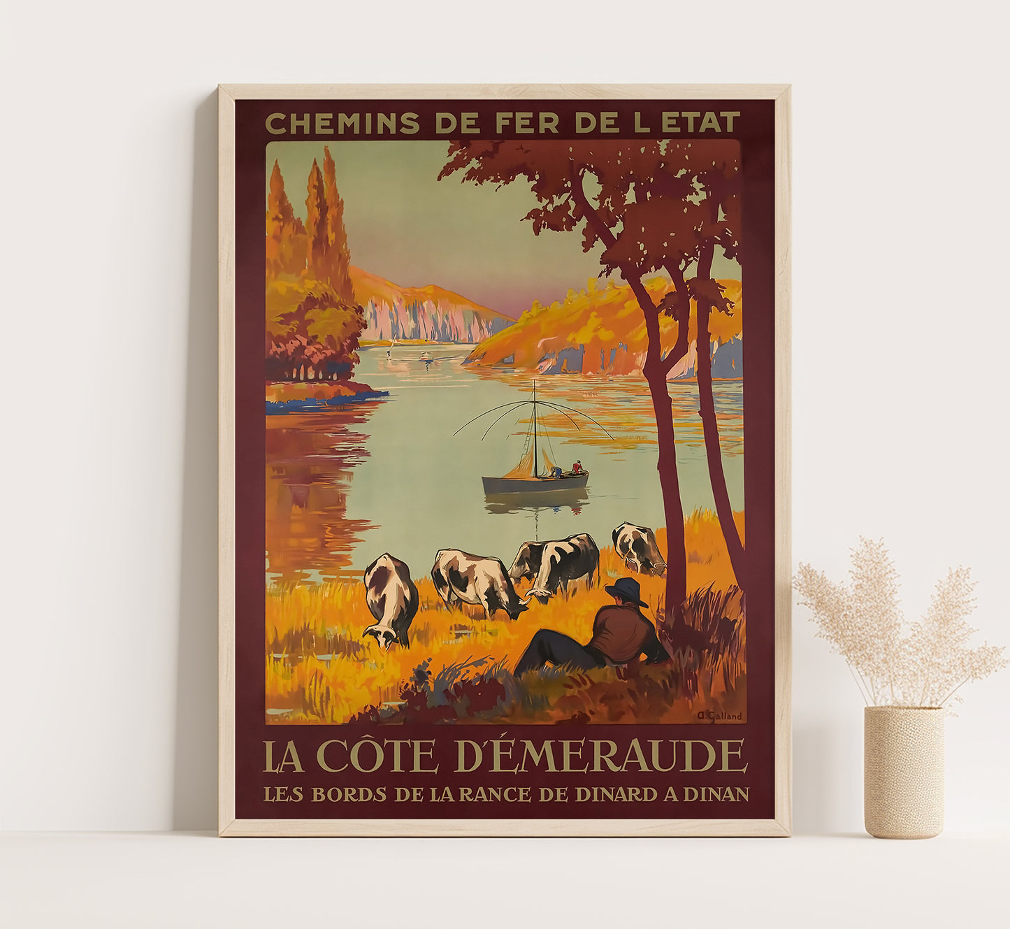 La Cote d'Emeraude, Brittany, France vintage travel poster by A. Galland, 1926.