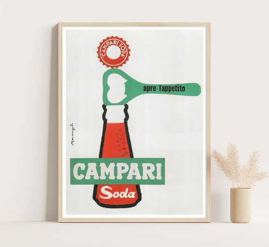 Campari Soda | Apre L'Appetito l Campari Vintage Advertising Poster | Vintage Kitchen Decor | Extra Large Wall Art.