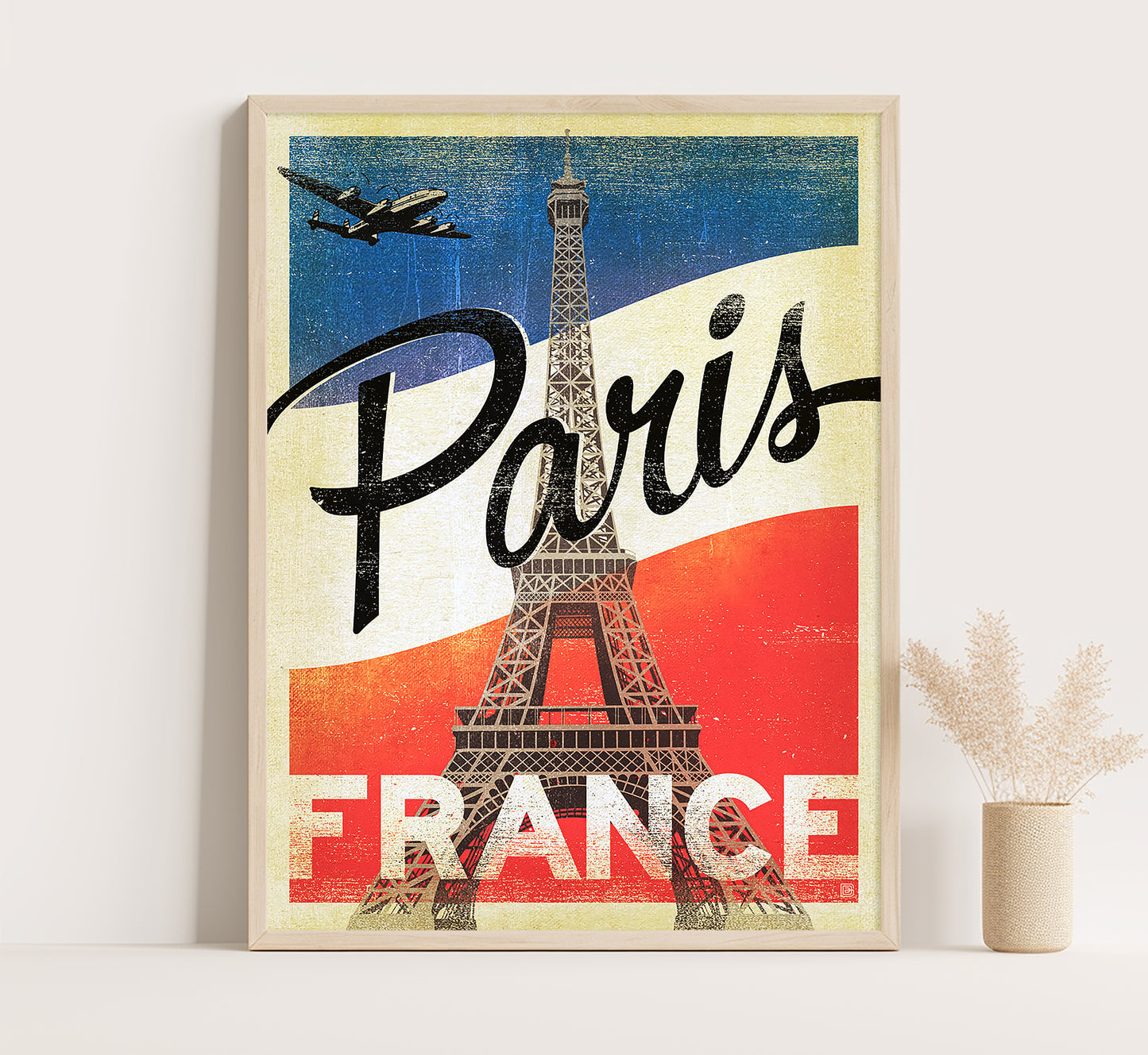 Retro look Paris poster, France vintage travel poster by unknown author, 1930s.