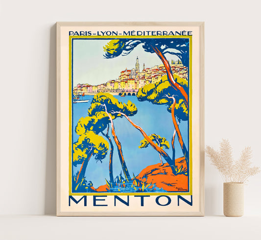 PML Menton vintage travel poster by Roger Broders, 1923.