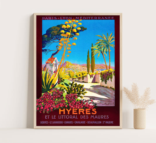 Hyeres, France vintage travel poster by Georges Dorival, c. 1914.
