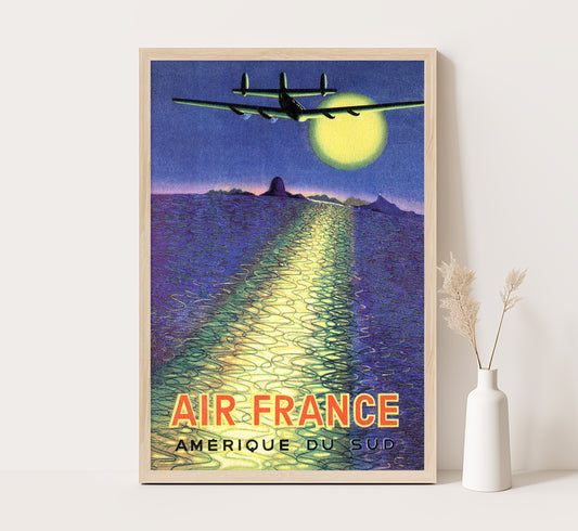 Air France Amerique du Sud vintage travel poster by A. Mondial, 1930s.