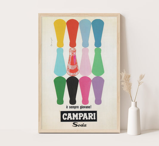 Campari E Sempre Giovane | Campari Soda is Always Young | Vintage Advertising Poster | Vintage Kitchen Decor | Extra Large Wall Art.