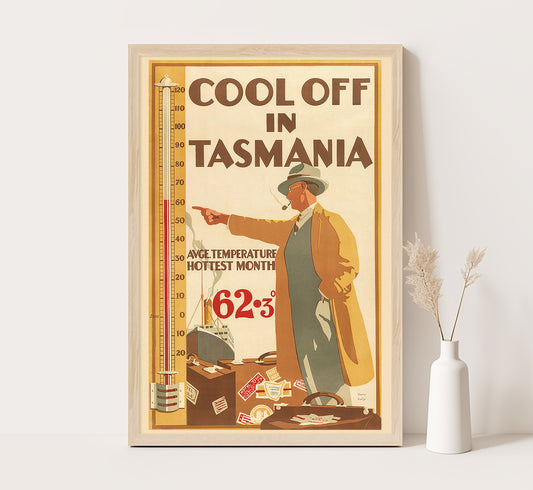 Cool off in Tasmania, Australian vintage travel poster by Harry Kelly, c. 1910-1959.