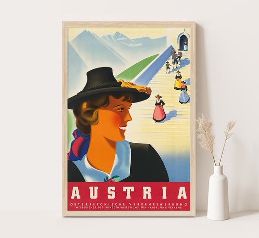Holidays in Austria vintage travel poster by Atelier Binder, 1910-1959.