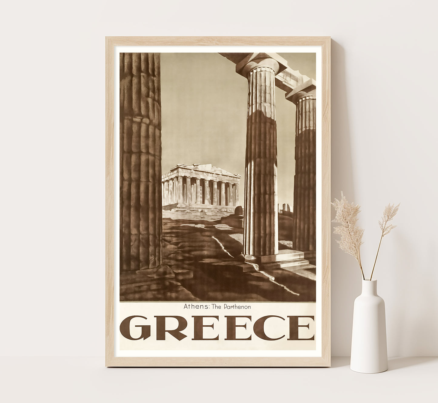 The Pantheon, Athens, Greece vintage travel poster by Nelly's, 1910-1959.