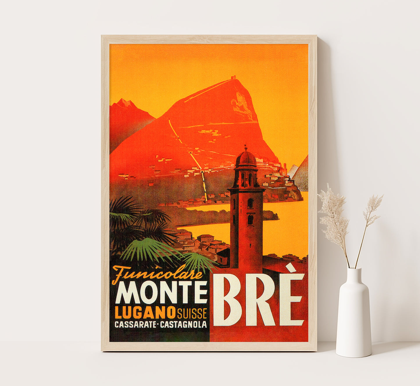 Funicular Monte Bre Lugano lake, Switzerland vintage poster by unknown author, c. 1930s.