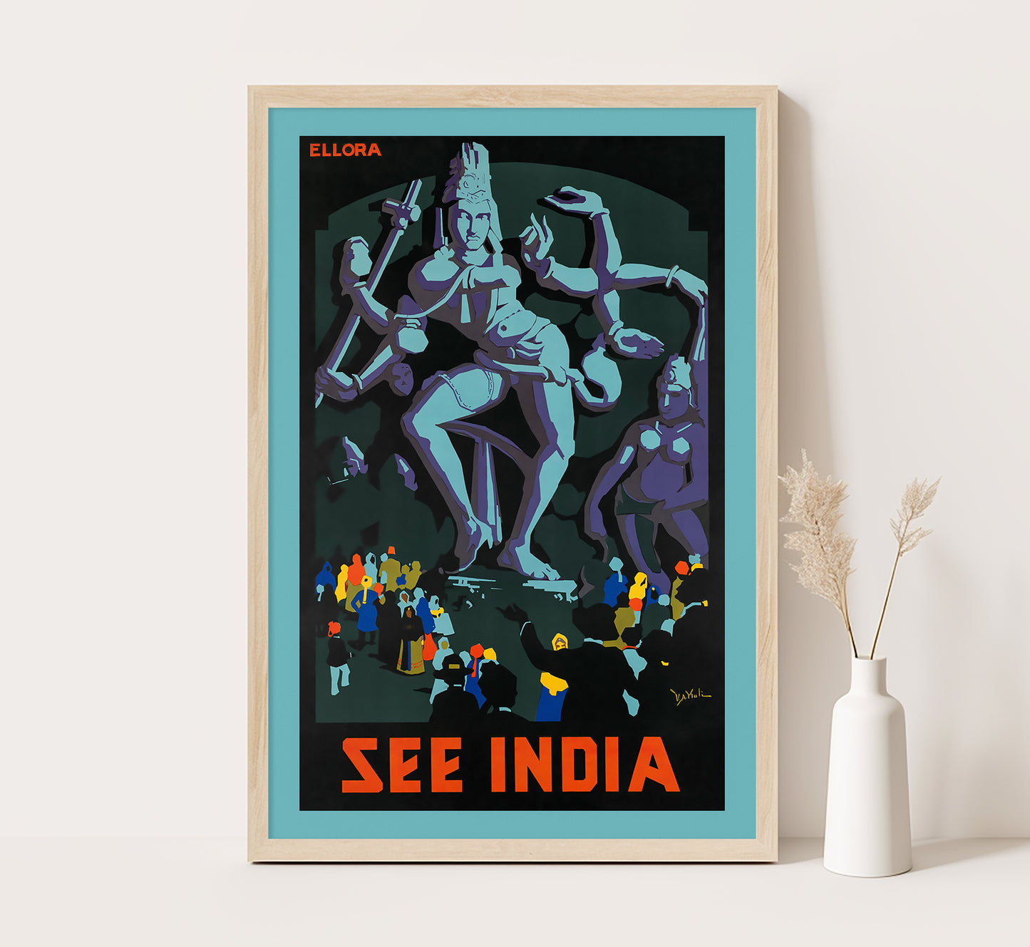 See India vintage travel poster by G.D. Deuskar, c. 1910-1959.