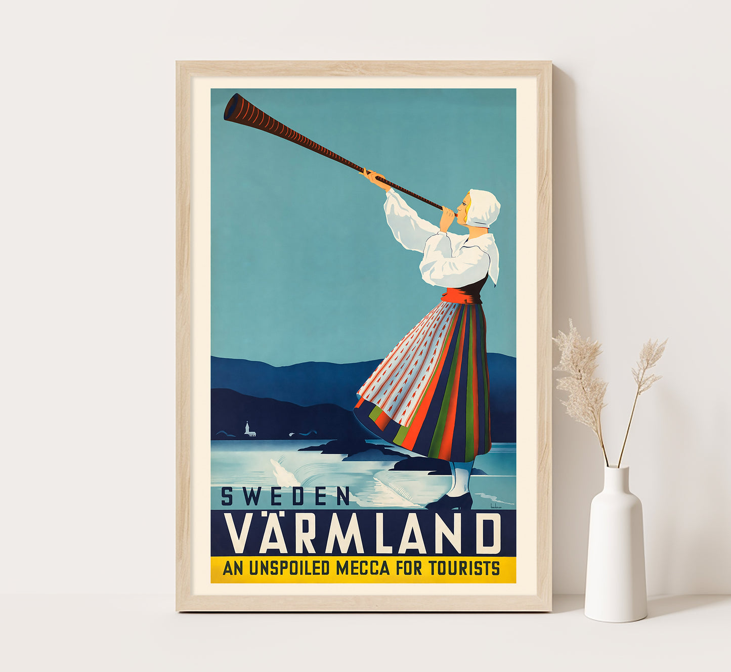 Warmland, An Unspoiled Mecca For Tourists, Sweden vintage travel poster by Beckman, c. 1936.