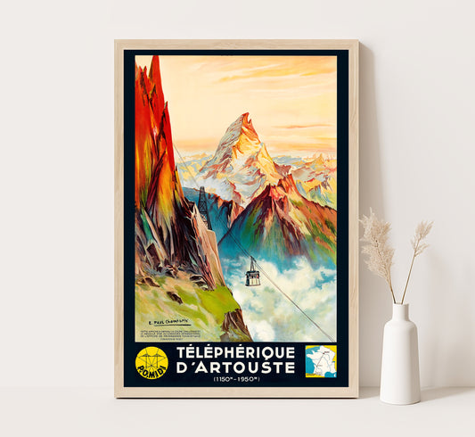French Pyrenees, Telephelique d Artouste vintage travel poster by E. Paul Champspix, 1937.