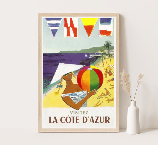 SNCF French Railways La Cote D'Azur vintage travel poster by Dubois.