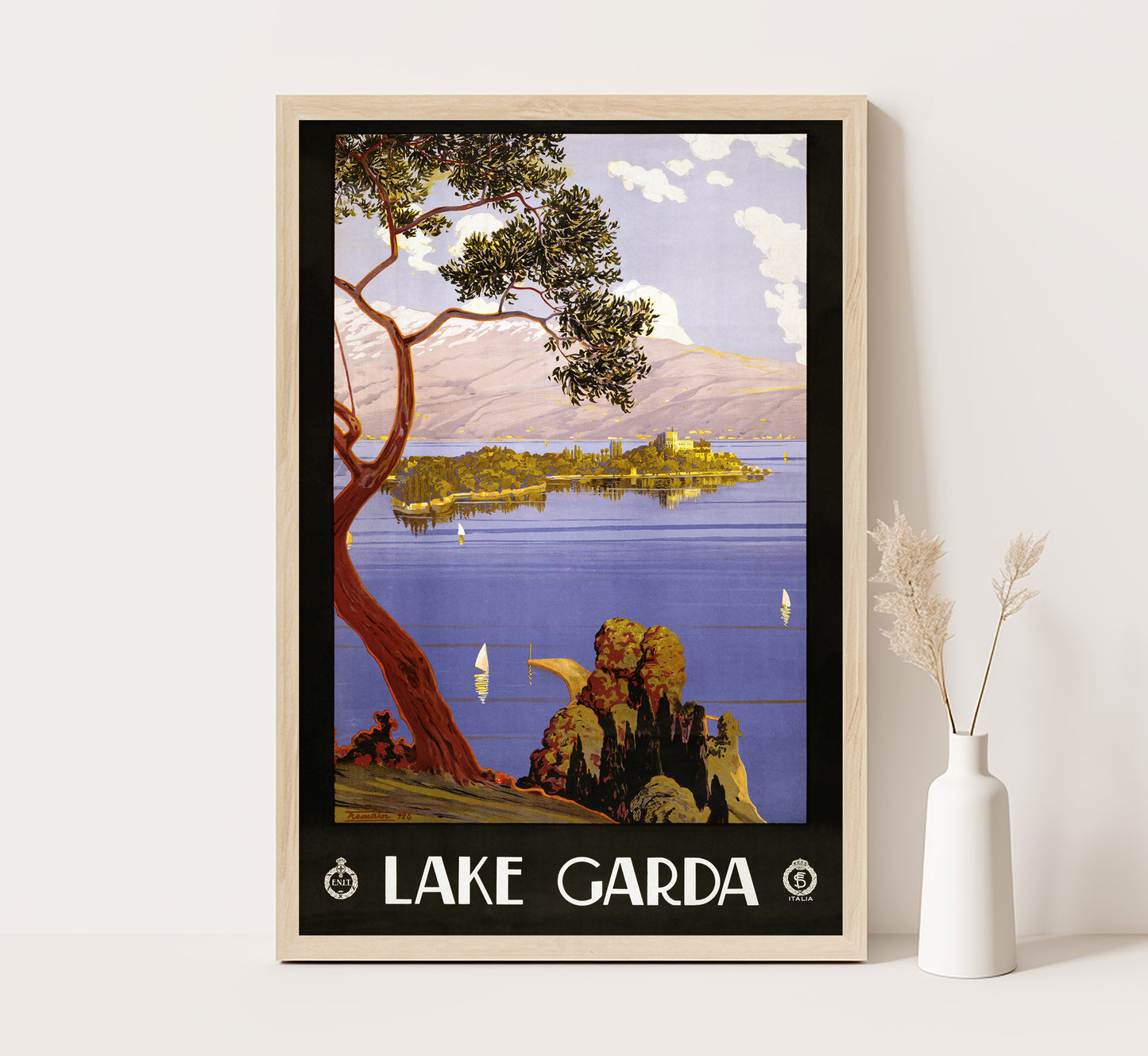 Lake Garda, Italy vintage travel poster by Serverino Trematore, c. 1924.