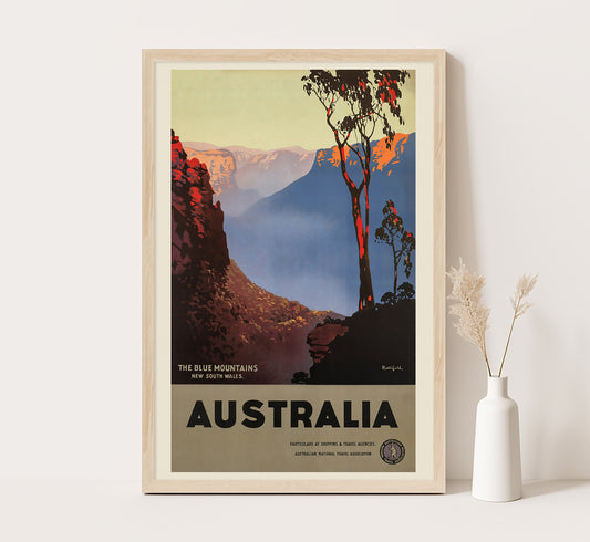 The Blue Mountains, New South Wales, Australia vintage travel poster by Northfield, 1930-1939.