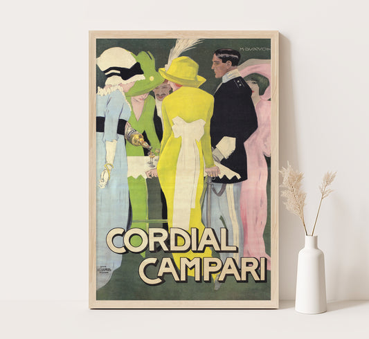 Cordial Campari Women and Officers by Marcello Dudovich | Vintage Advertising | Vintage Kitchen Decor | Extra Large Wall Art.