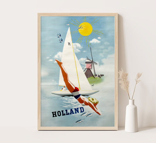 Holland vintage travel poster unknown author, 1910-1959.