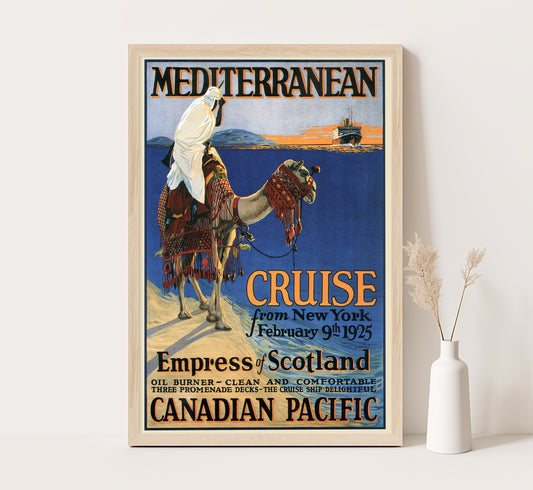 Mediterranean cruises to Africa vintage travel poster by Mc Elroy, 1925.