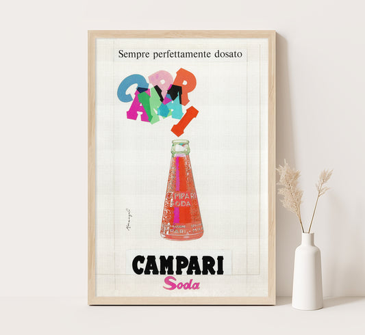 Campari Soda | Sempre Perfettamente Dosato | Vintage Campari Advertising Poster | Vintage Kitchen Decor | Extra Large Wall Art.