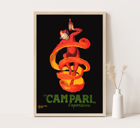 Campari l'Aperitivo by Leonetto Cappiello, The legendary Campari vintage advertising poster, Vintage kitchen decor.