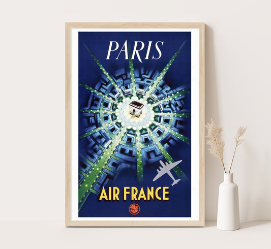 Air France, Paris, France vintage travel poster unknown author, 1930s.