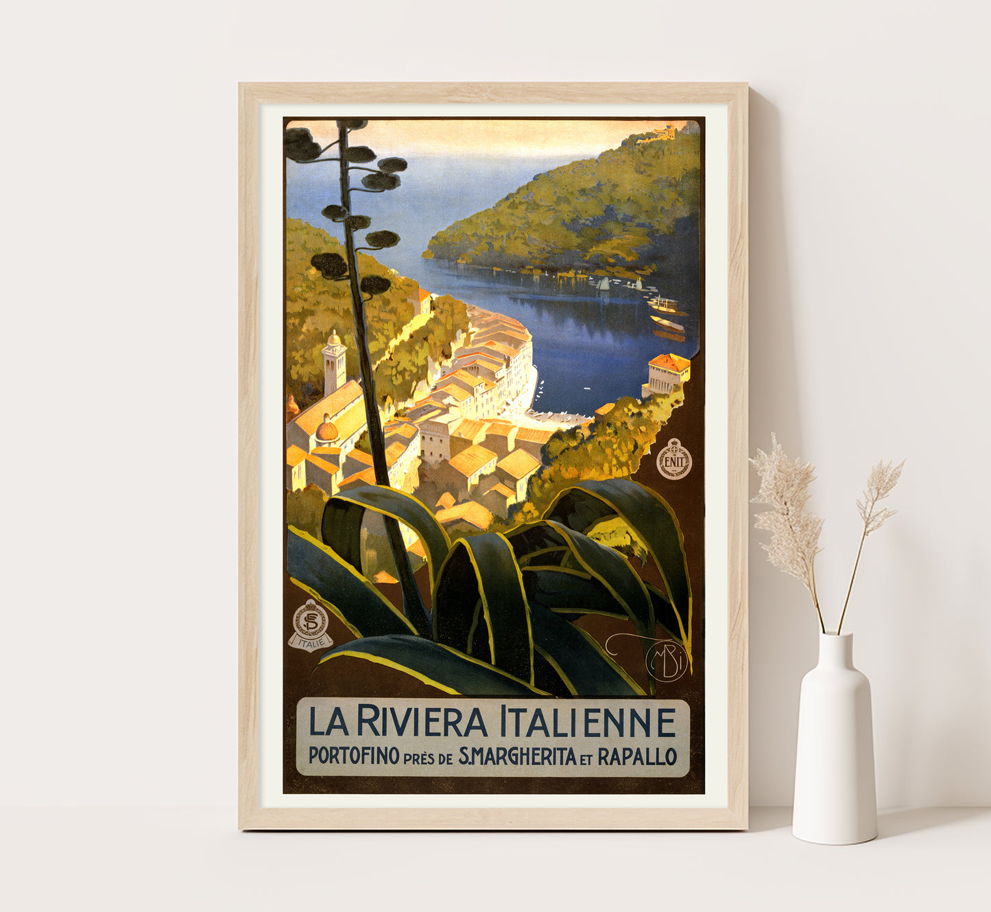 Italian Riviera, Portofino vintage travel poster by Mario Borgoni, c. 1920.