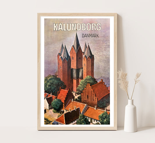 Kalundborg, Denmark vintage travel poster by Redmunsen, c. 1910-1955.