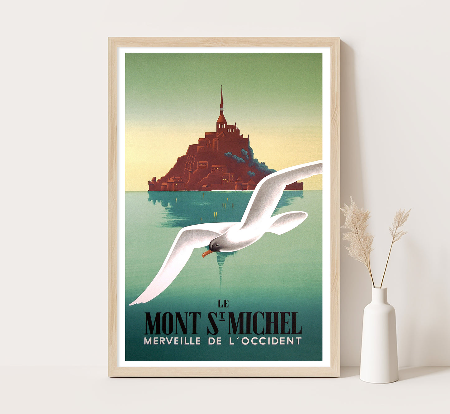 Le Mont St Michel, Marveille de l'Occident french vintage travel poster by Pierre Fix-Masseau, c. 1937.