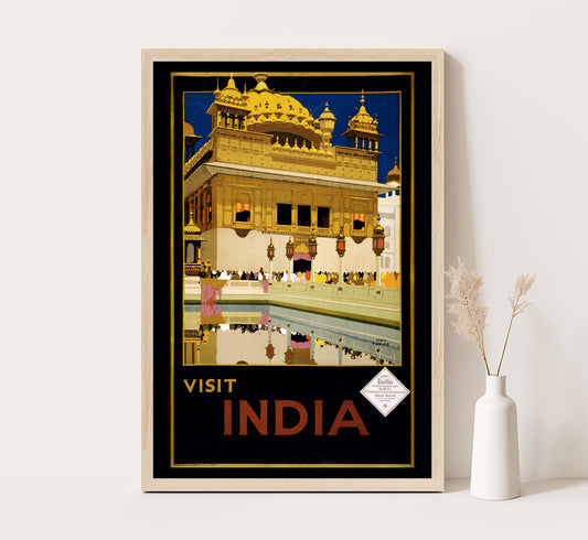 Visit India vintage travel poster by Fred Taylor, late 20s.