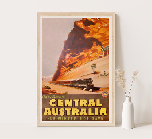 Central Australia, Commonwealth Railway, Australian vintage travel poster by unknown author, late 20s.