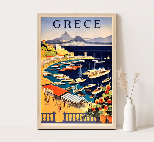 Castello Beach, Athens, Greece vintage travel poster by unknown author, 1910-1959.