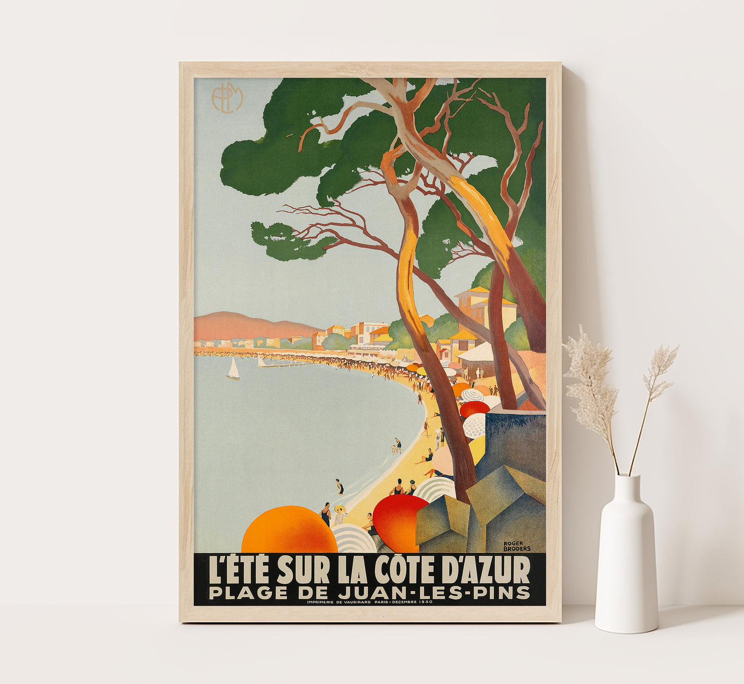 Cote d'Azur, France Vintage Travel Poster by Roger Broders, 1930s.