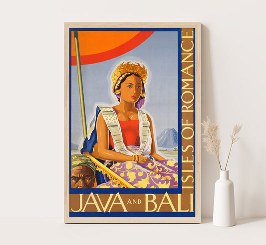 Bali, Java vintage travel poster by Batavia, c. 1910.