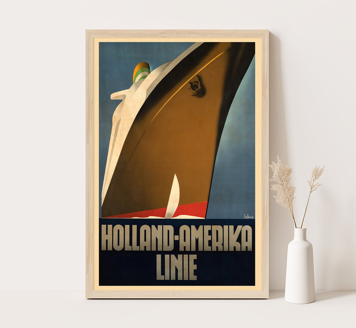 Holland America line vintage travel poster by Willem F. Ten Broek, 1936.