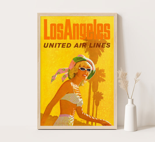 Los Angeles United Airlines vintage travel poster by Stanley Galli, c. 1910-1959.