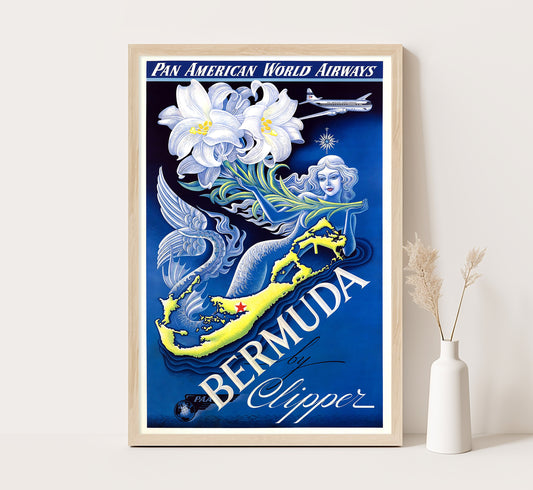 Bermuda Island vintage travel poster by Boris Artzybasheff, c. 1940s.