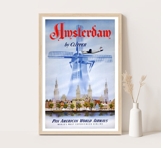 Amsterdam, Holland vintage travel poster by unknown author, 1930s.