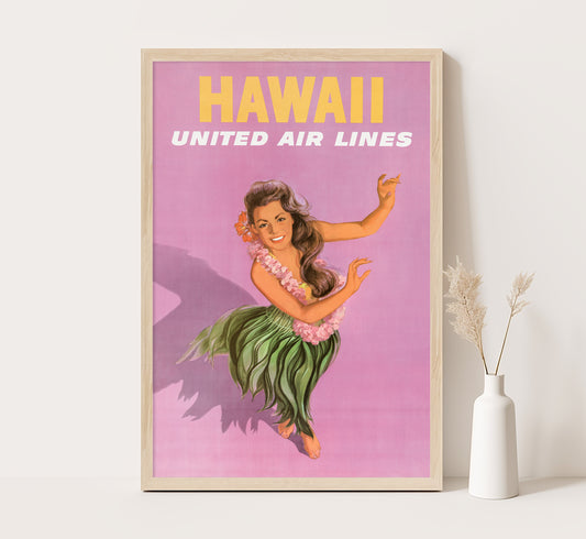 Hawaii, United Airlines vintage travel poster by unknown author, 1960s.