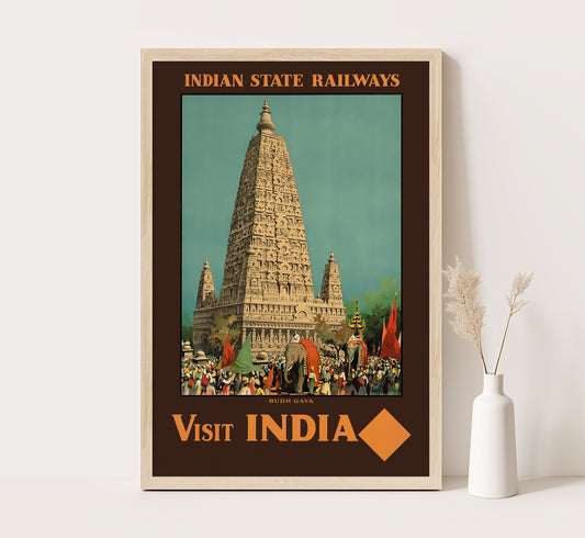 Budha Gaya, Visit India travel poster by unknown author, c. 1910-1959.