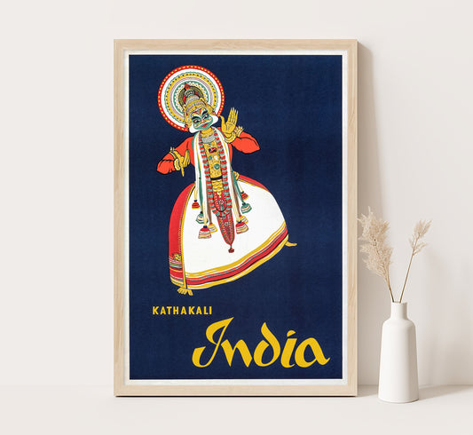 Kathakali India, Visit India vintage travel poster by unknown author, 1910-1959.