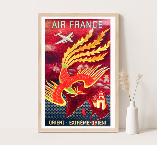 Air France Extreme Orient vintage travel poster by unknown author, 1930s.